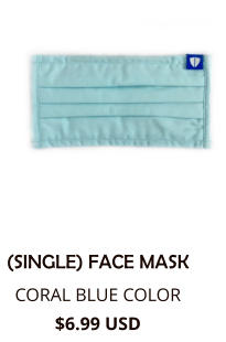(SINGLE) FACE MASK CORAL BLUE COLOR $6.99 USD